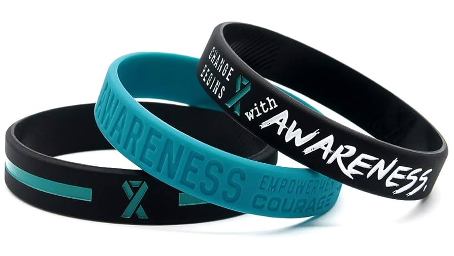 7*7様 REHAB VARIETY PACK Rubber bracelet Amazon.com : (12-pack) Teal Awareness Ribbon Bracelets